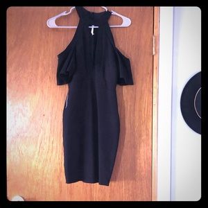 Black low cut off the shoulder dress